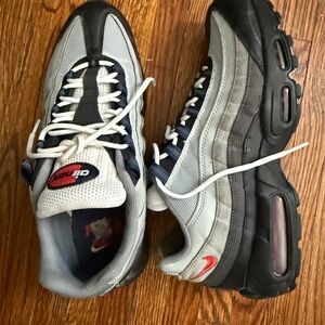 Nike Men’s Sneakers in Gray, Black and Red Accent